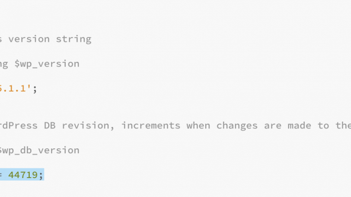 WP-Datenbank-Versionnummer version.php